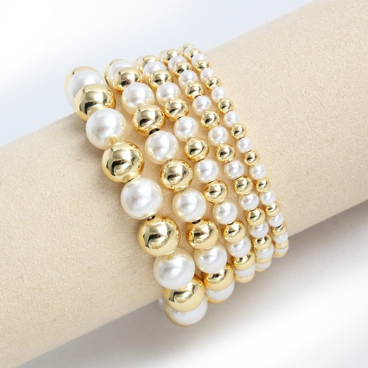 Retro-style Pearl Bracelet With A Pull-chain Design Available In Multiple Sizes And Fully Adjustable
