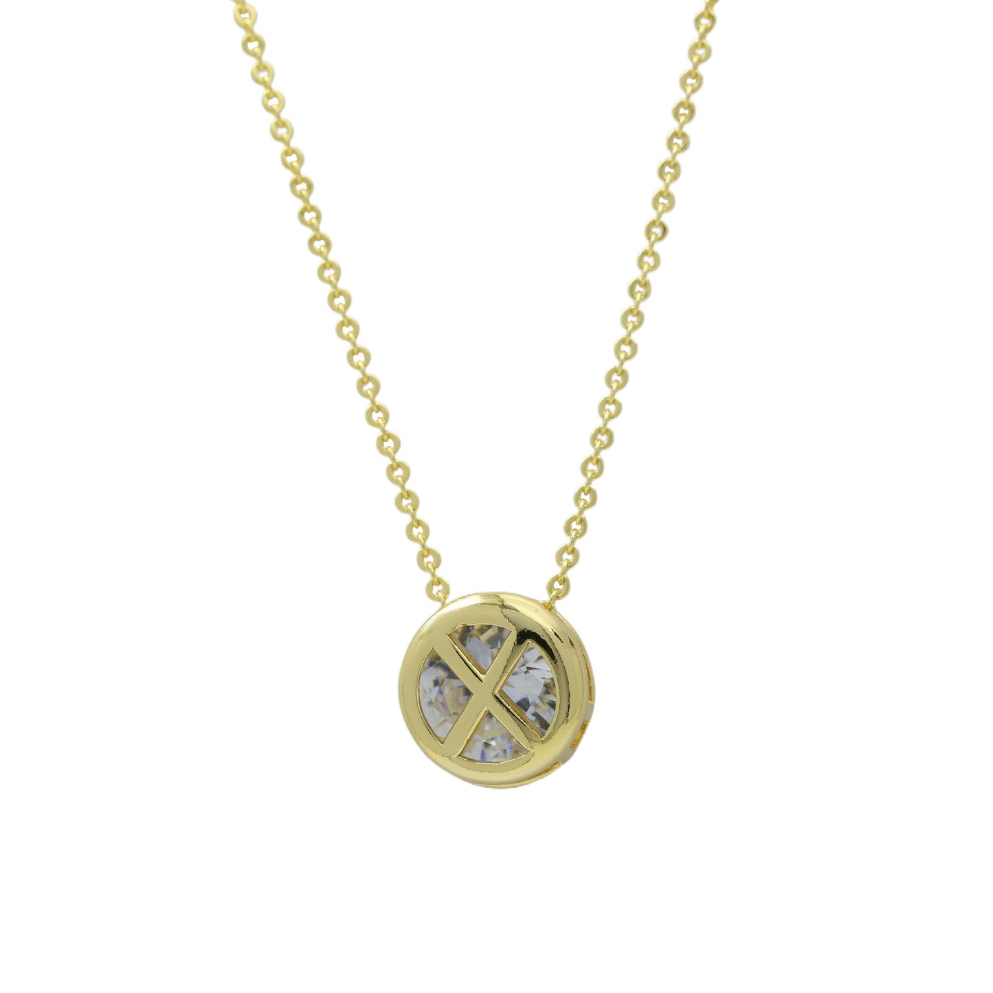 18k Gold-plated Geometric Hollow Circular Necklace In Brass