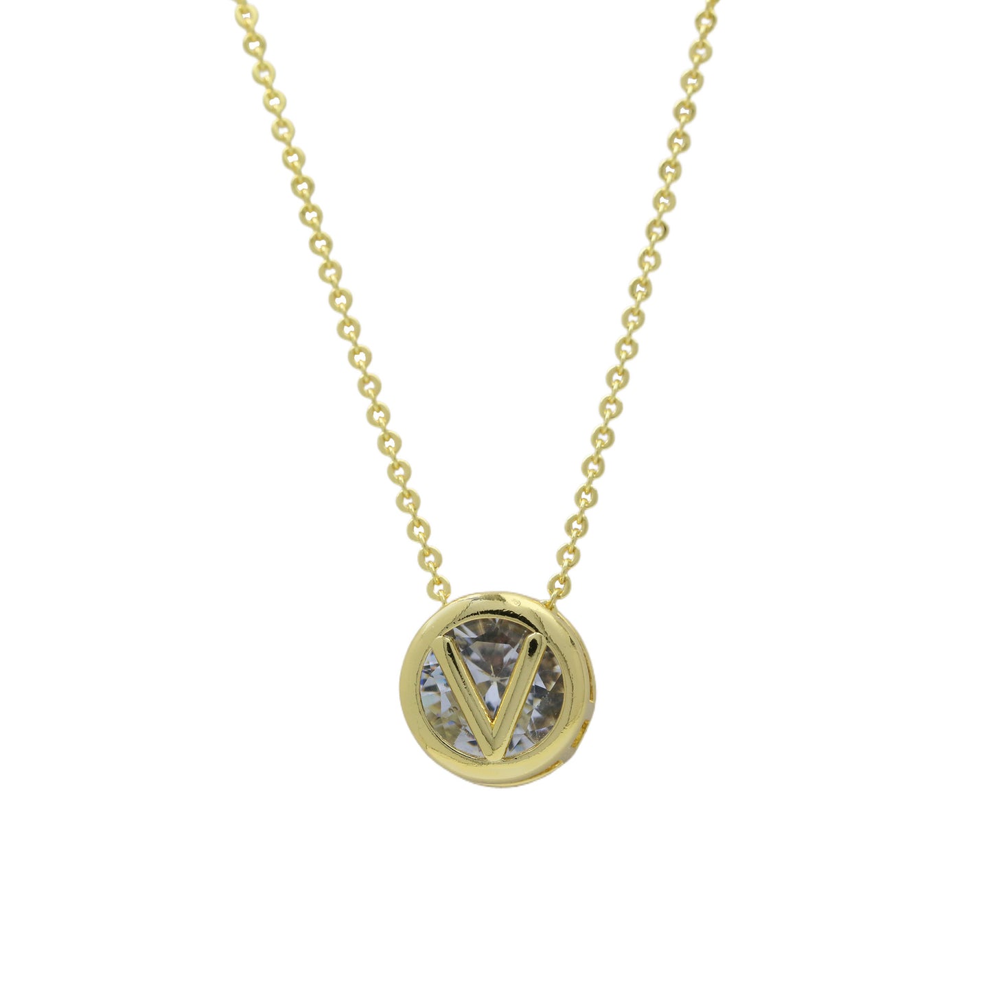 18k Gold-plated Geometric Hollow Circular Necklace In Brass
