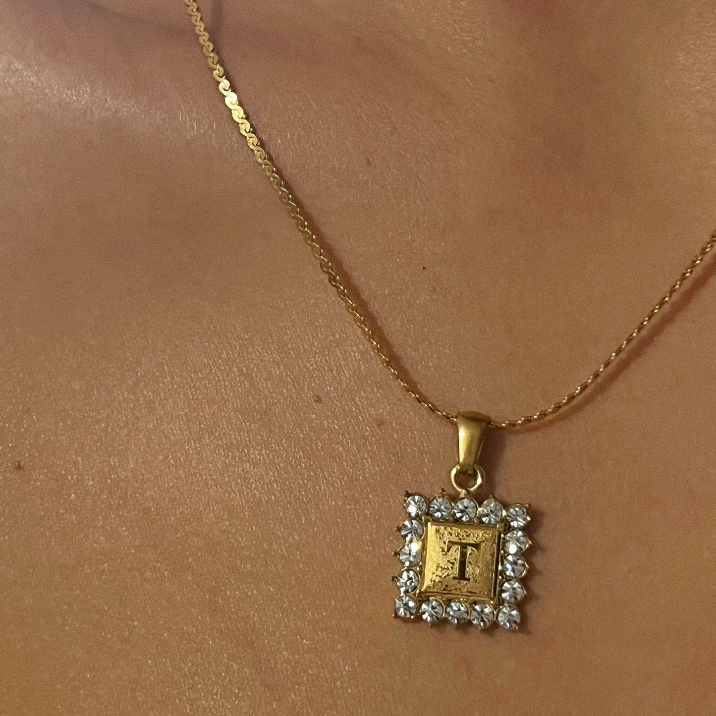 Personalized 18k Gold plated Fully Diamond encrusted Letter Pendant With A Variety Of Chain Options