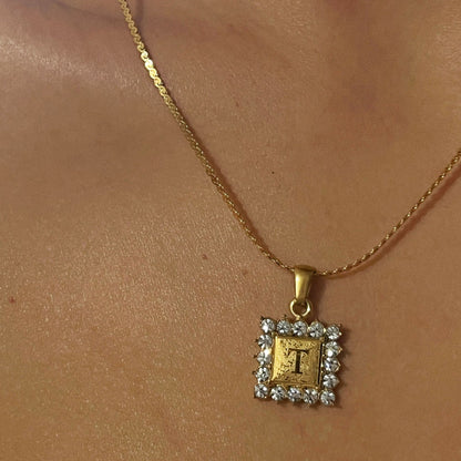 Personalized 18k Gold plated Fully Diamond encrusted Letter Pendant With A Variety Of Chain Options