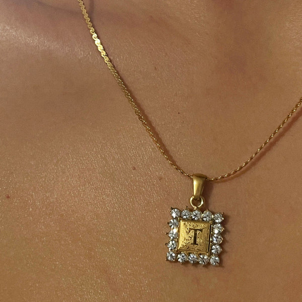 Personalized 18k Gold plated Fully Diamond encrusted Letter Pendant With A Variety Of Chain Options