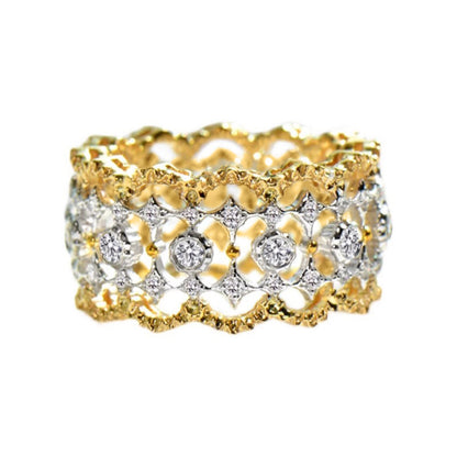 Ethnic Hollow Two-tone Ring For Women