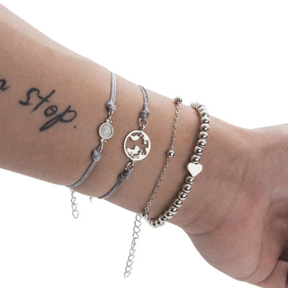 Map Opal Bead Necklace Anchor Chain Women