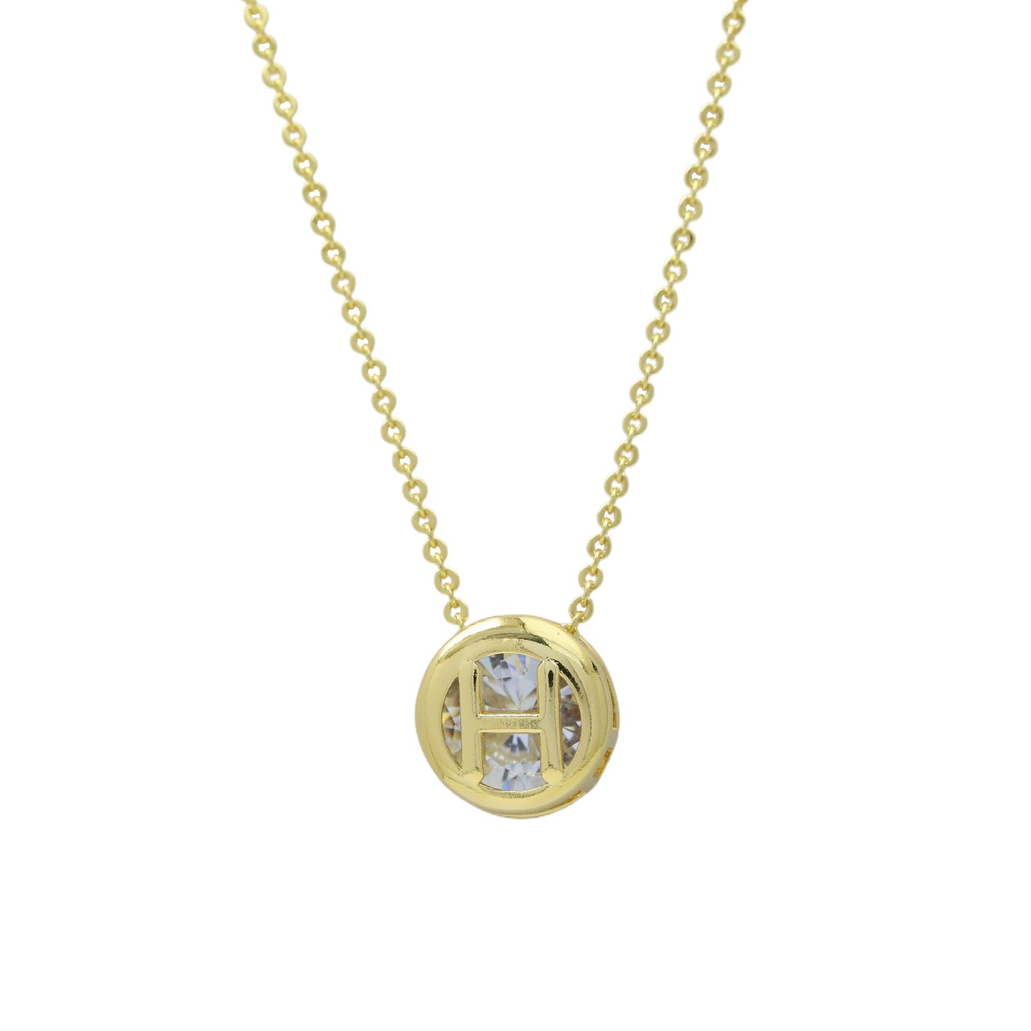 18k Gold-plated Geometric Hollow Circular Necklace In Brass