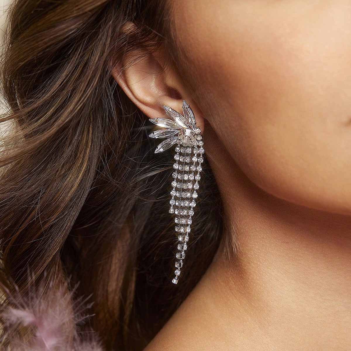 Tassel Multi-section Multi-layer Elongated Overlapping Earrings