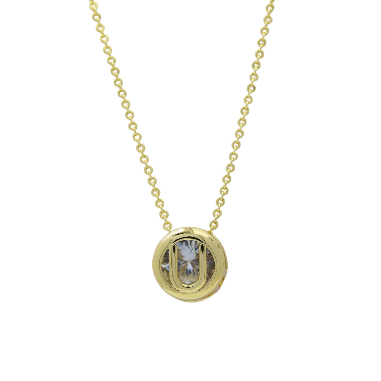18k Gold-plated Geometric Hollow Circular Necklace In Brass