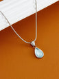 French Retro Olive Green Blue Drop Pendant Necklace