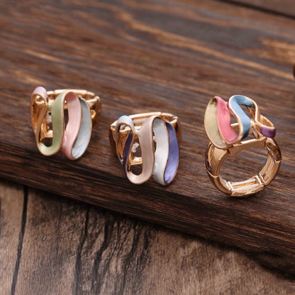 Female Simplicity Enamel Irregular Line Alloy Ring