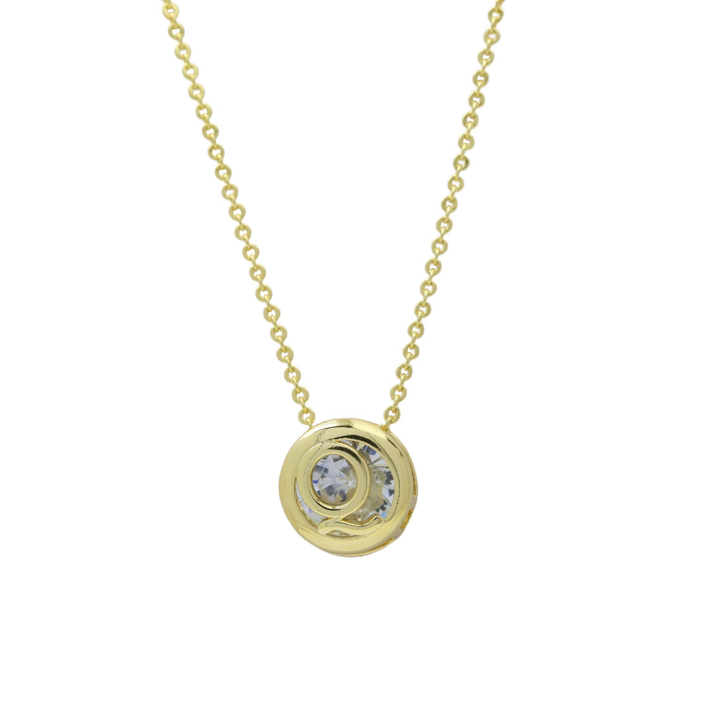 18k Gold-plated Geometric Hollow Circular Necklace In Brass