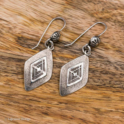 Retro Geometric Diamond-shaped Bohemian Alloy Earrings For Women