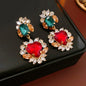 Ethnic Style Zircon Turquoise Flower Necklace Earrings Jewelry