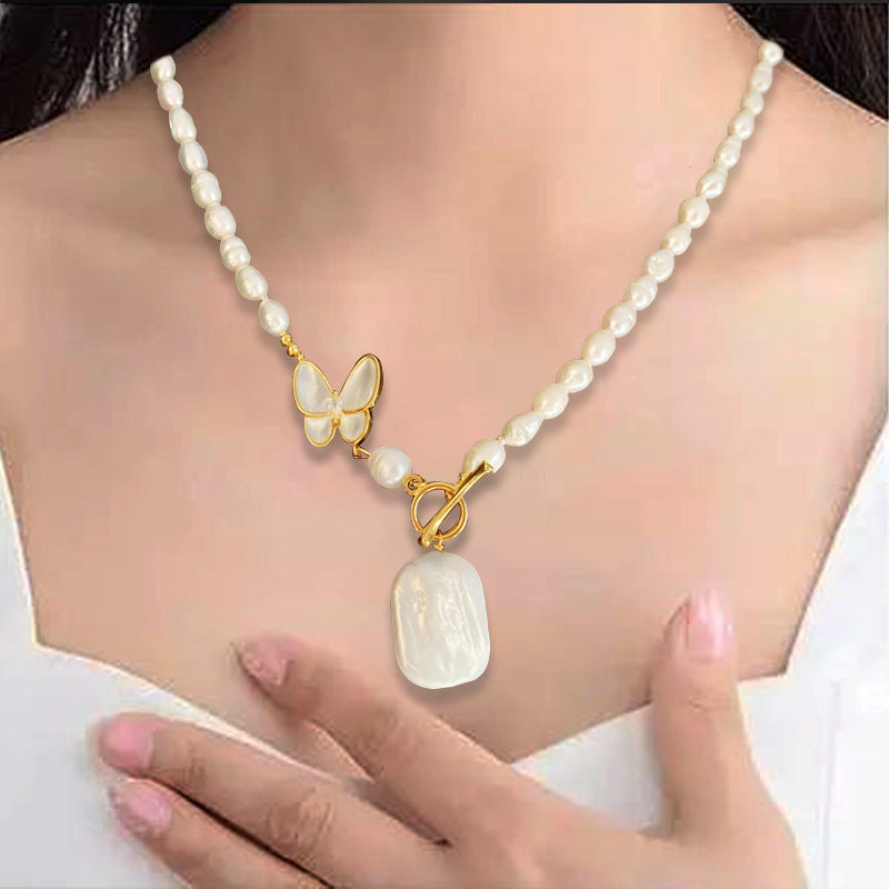 Simple And Niche Design Butterfly Pearl Necklace