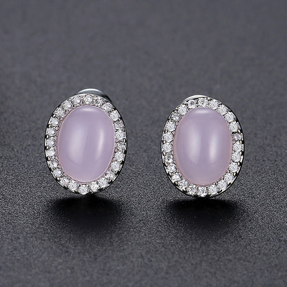 Jewelry Gift Gemstone Stud Earrings Brass Zircon