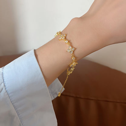 Vintage Bamboo Bracelet Mid-ancient Flowers