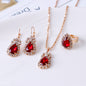 Water drop rhinestone necklace earrings ring set