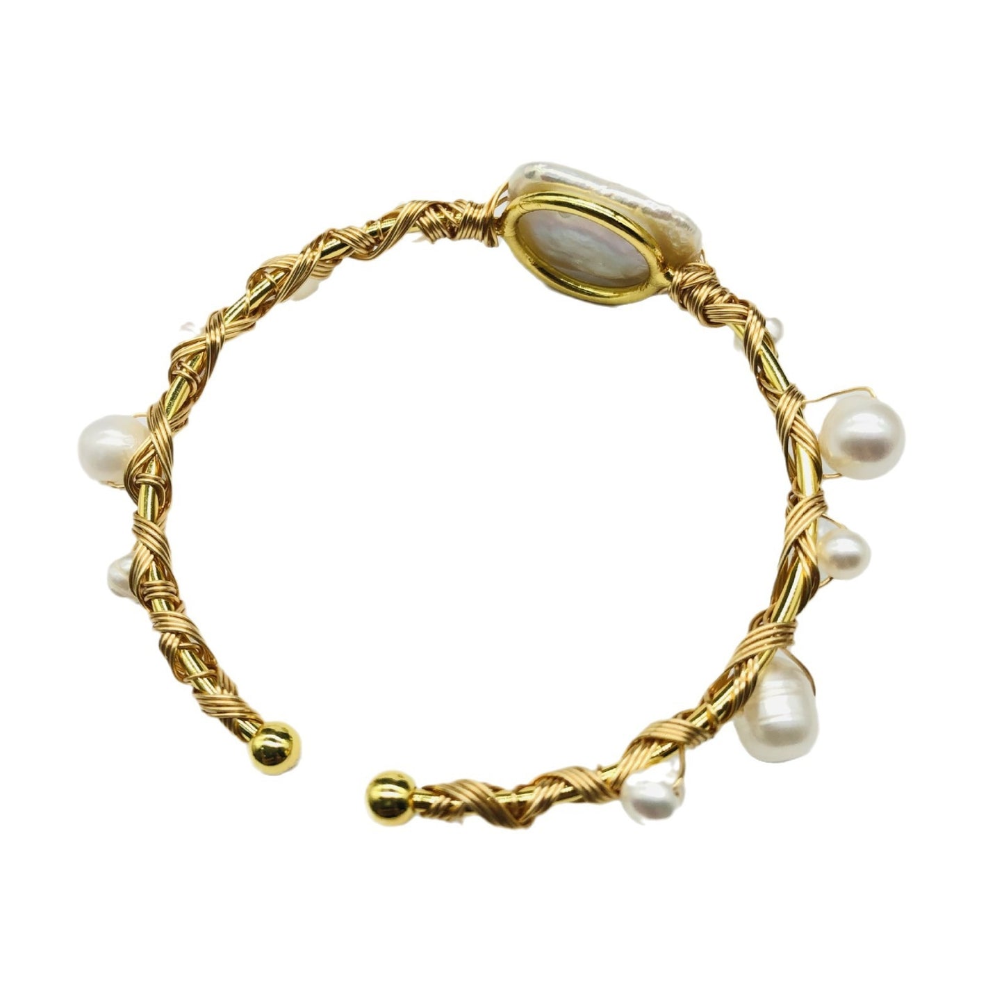 Natural Freshwater Pearl Handmade Wire-wrapped Bracelet