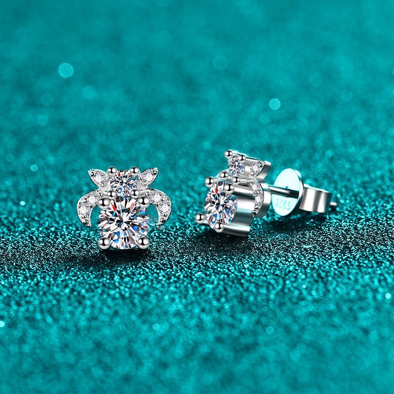S925 Sterling Silver Moissanite Stud Cute Personalized Earrings
