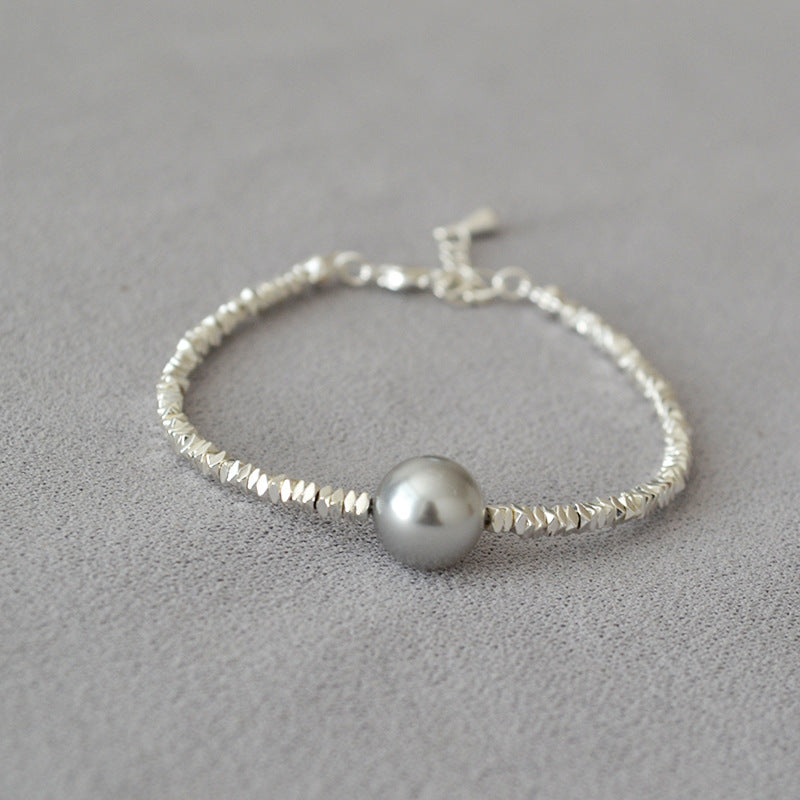 Irregularly Shimmering Tiny Silver Beads Pearl Minimalist Elegance Bracelet