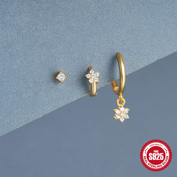 Stylish S925 Sterling Silver Candy-themed Three-piece Set With Colorful Zircon Stars