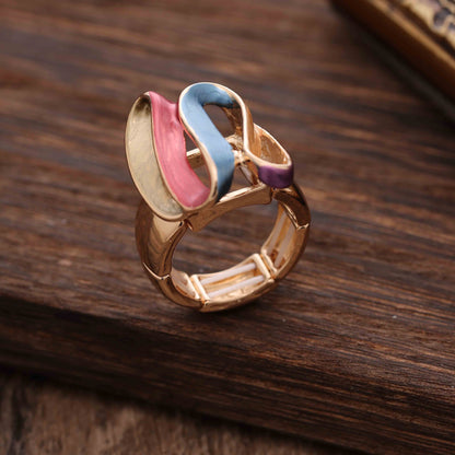 Female Simplicity Enamel Irregular Line Alloy Ring