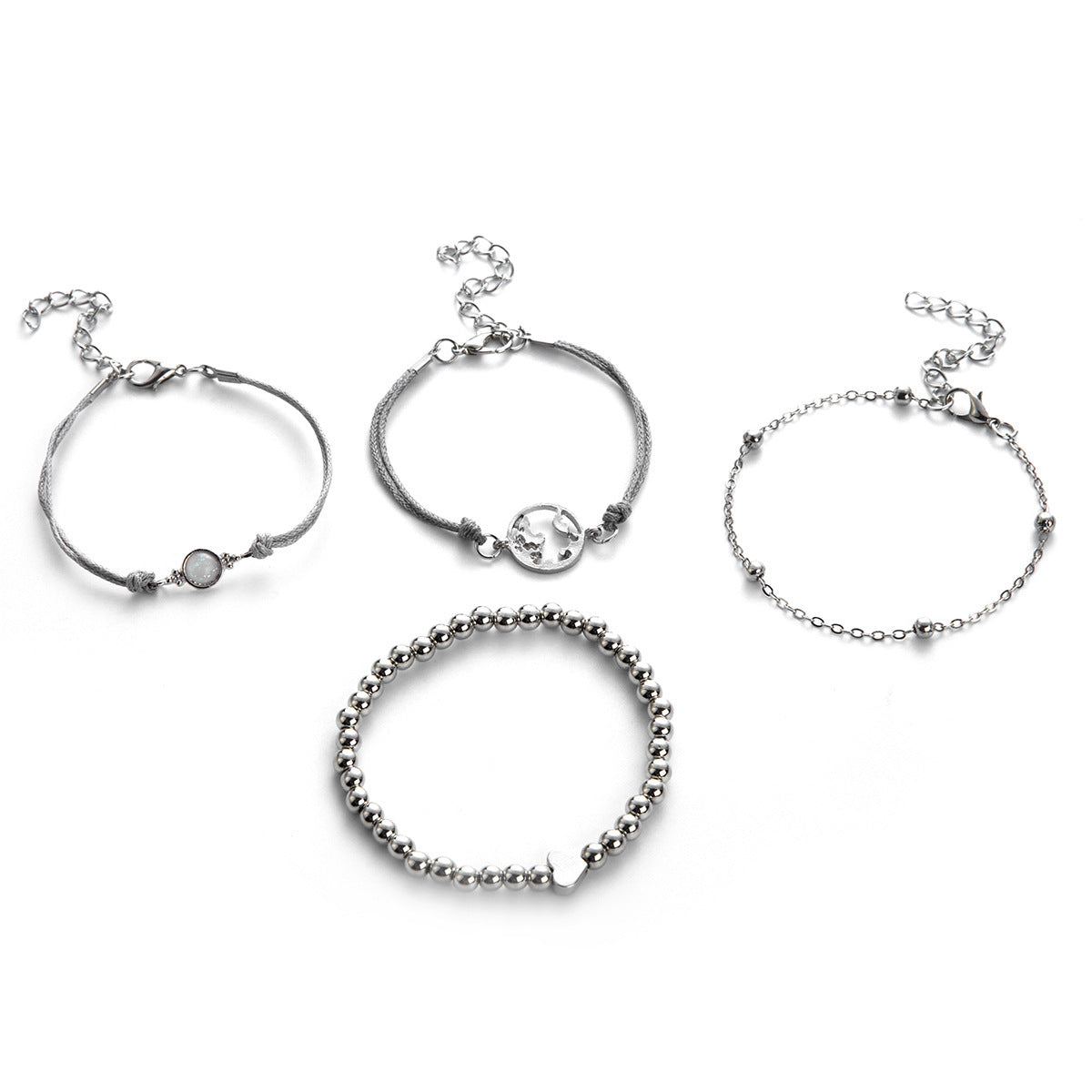 Map Opal Bead Necklace Anchor Chain Women