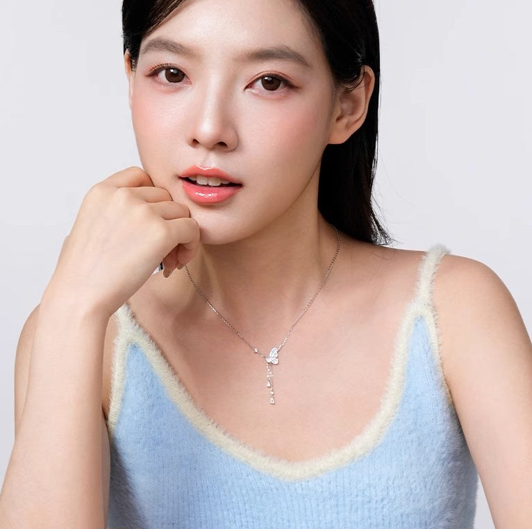 Luminous Starry Night Butterfly Clavicle Chain Sterling Silver Necklace