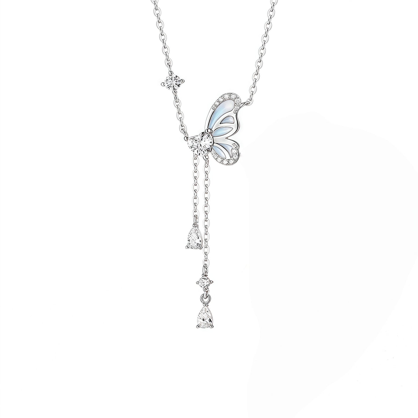 Luminous Starry Night Butterfly Clavicle Chain Sterling Silver Necklace