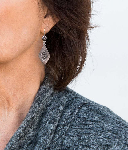 Retro Geometric Diamond-shaped Bohemian Alloy Earrings For Women