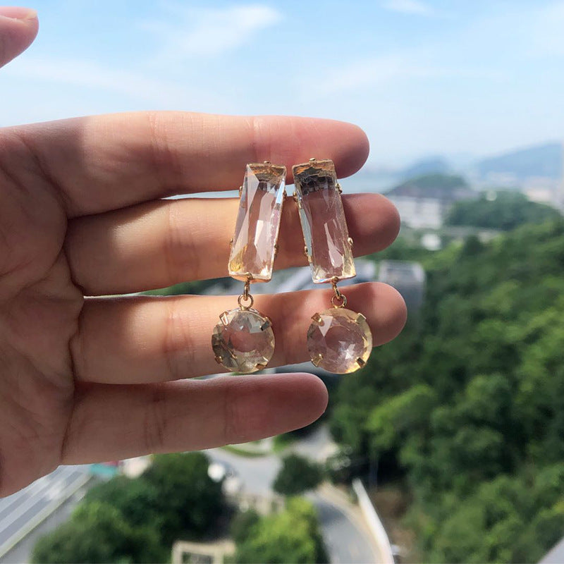 925 Sterling Silver Needle Crystal Clear Crystal Earrings