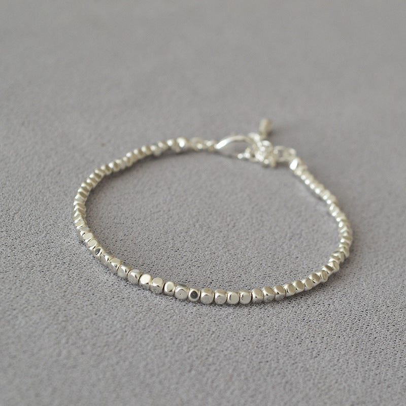 Irregularly Shimmering Tiny Silver Beads Pearl Minimalist Elegance Bracelet