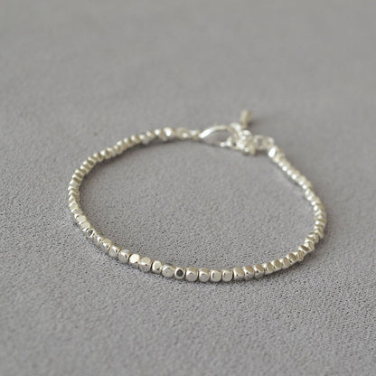 Irregularly Shimmering Tiny Silver Beads Pearl Minimalist Elegance Bracelet