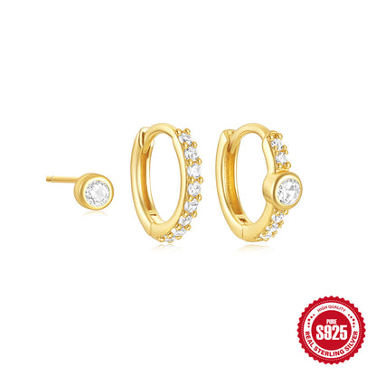 Stylish S925 Sterling Silver Candy-themed Three-piece Set With Colorful Zircon Stars