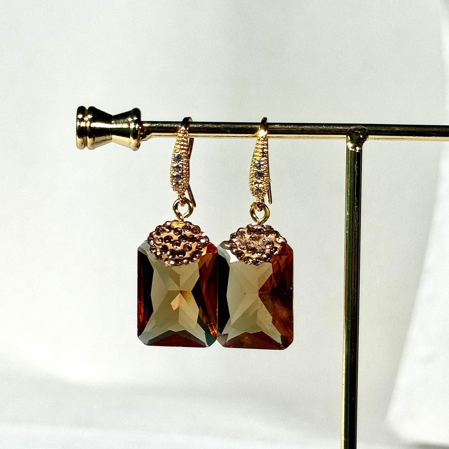 Rectangular Pendant Zircon Earrings