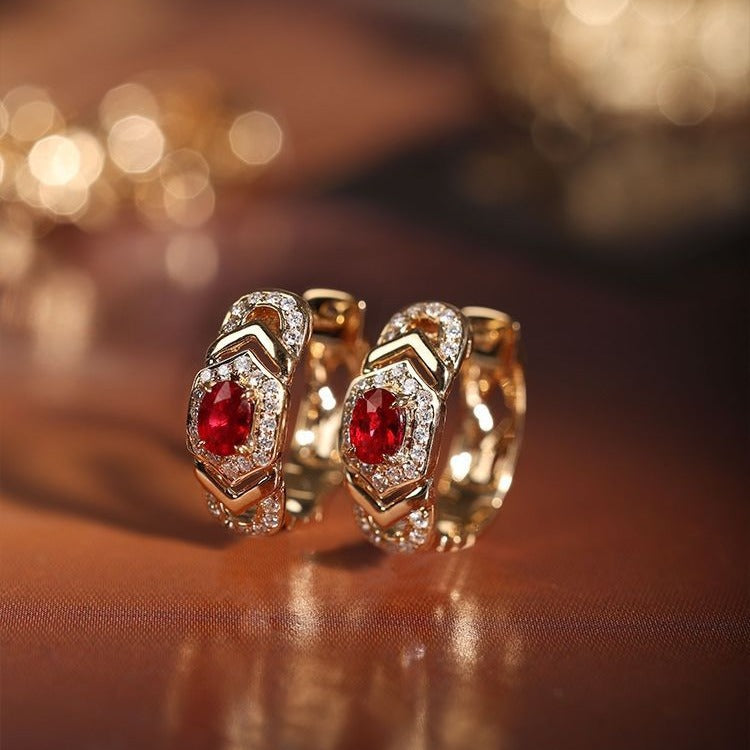 Elegant Womens Earrings With Royal Blue Sapphire Inlays