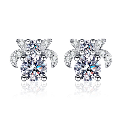 S925 Sterling Silver Moissanite Stud Cute Personalized Earrings