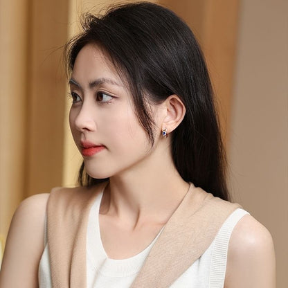 Elegant Womens Earrings With Royal Blue Sapphire Inlays