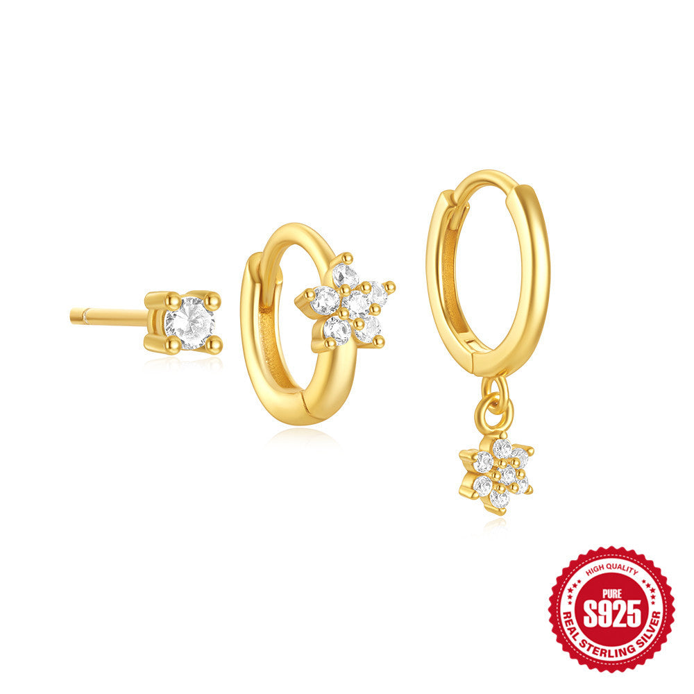 Stylish S925 Sterling Silver Candy-themed Three-piece Set With Colorful Zircon Stars