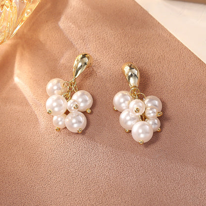 Pearl Grape Cluster Earrings High-end Feel