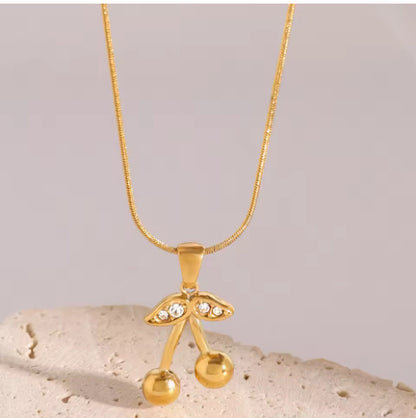 Stainless Steel Cherry Necklace Cute Earrings Ornament Women