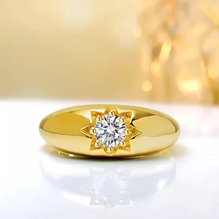 Horse-eye White Diamond-inlaid Imported High-carbon Diamond Sunflower Wedding Ring