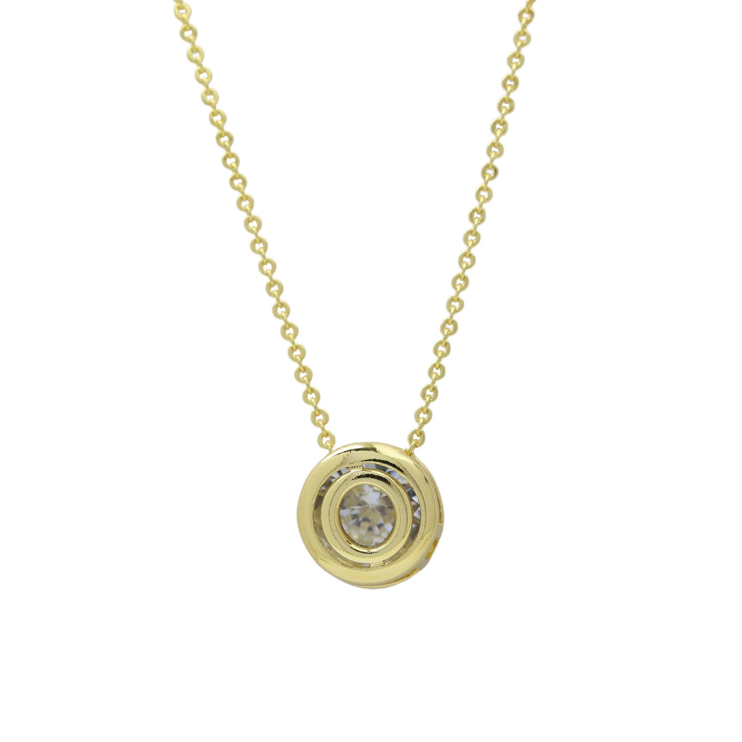 18k Gold-plated Geometric Hollow Circular Necklace In Brass