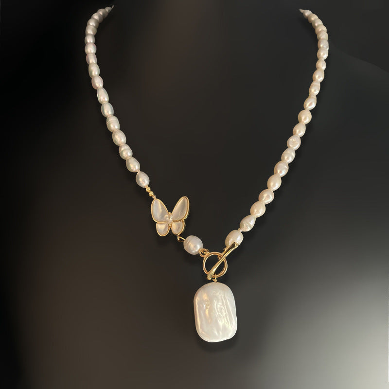 Simple And Niche Design Butterfly Pearl Necklace