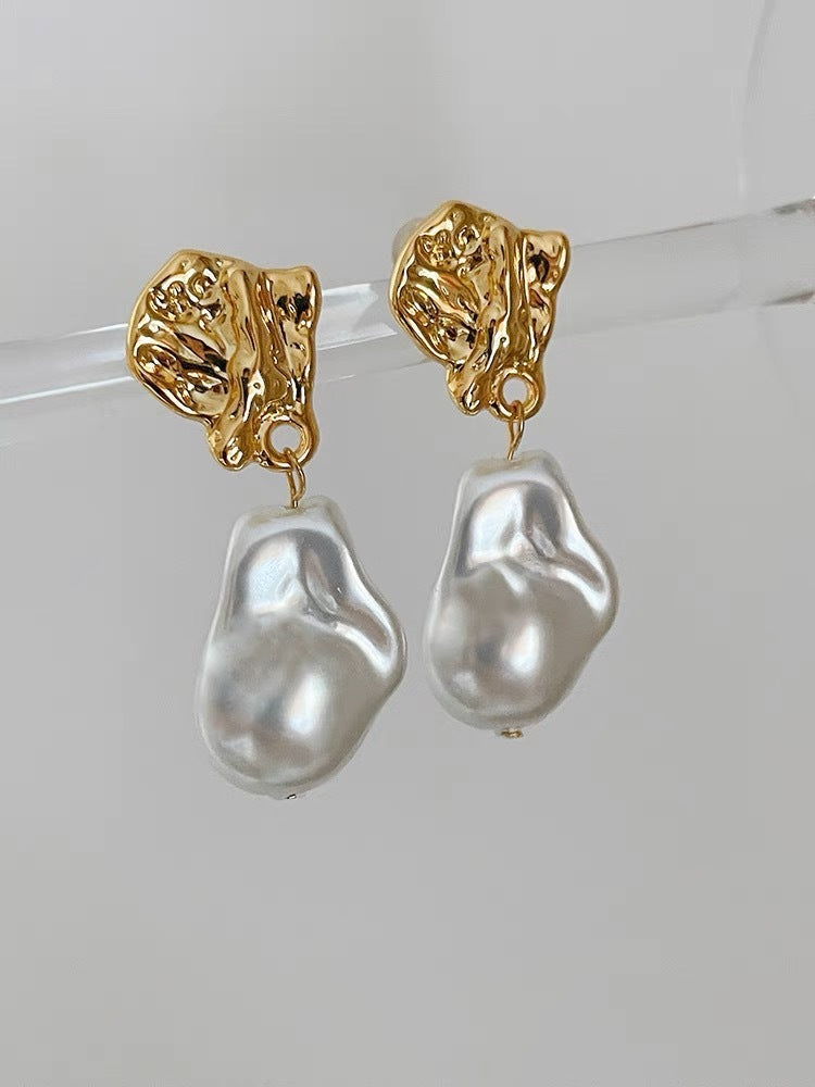 Silver Needle Irregular Shaped Bright Ear Studs