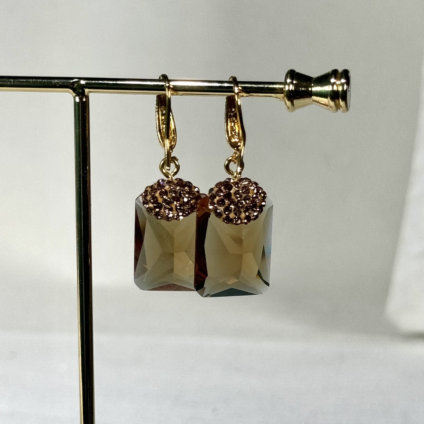 Rectangular Pendant Zircon Earrings