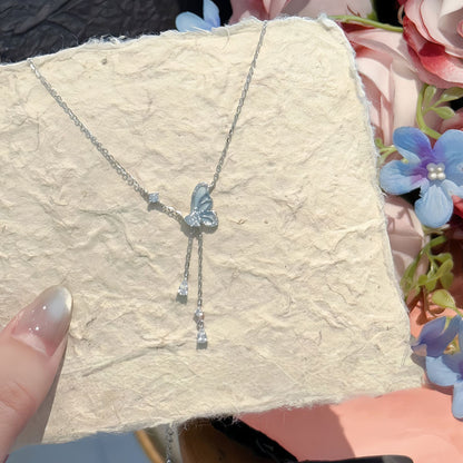 Luminous Starry Night Butterfly Clavicle Chain Sterling Silver Necklace