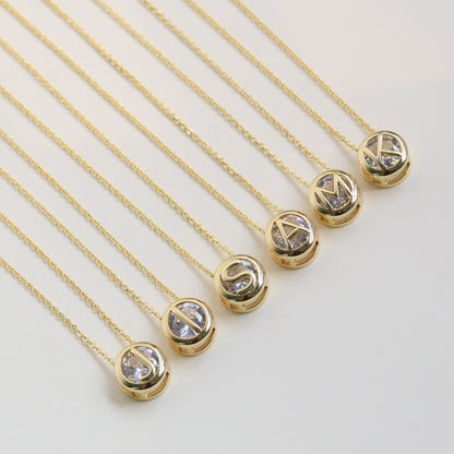 18k Gold-plated Geometric Hollow Circular Necklace In Brass