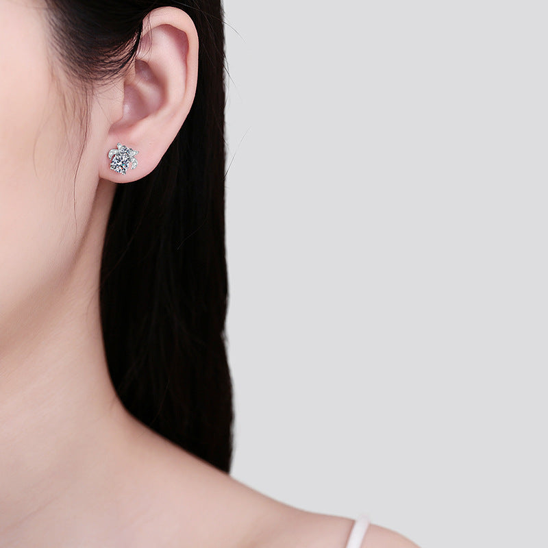 S925 Sterling Silver Moissanite Stud Cute Personalized Earrings