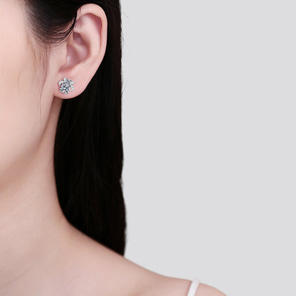 S925 Sterling Silver Moissanite Stud Cute Personalized Earrings